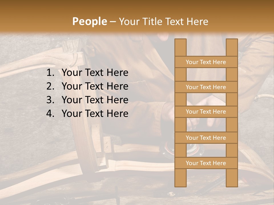 A Man Sanding A Wooden Chair With A Sander PowerPoint Template