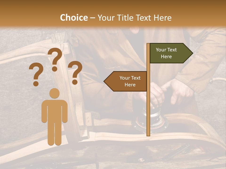 A Man Sanding A Wooden Chair With A Sander PowerPoint Template