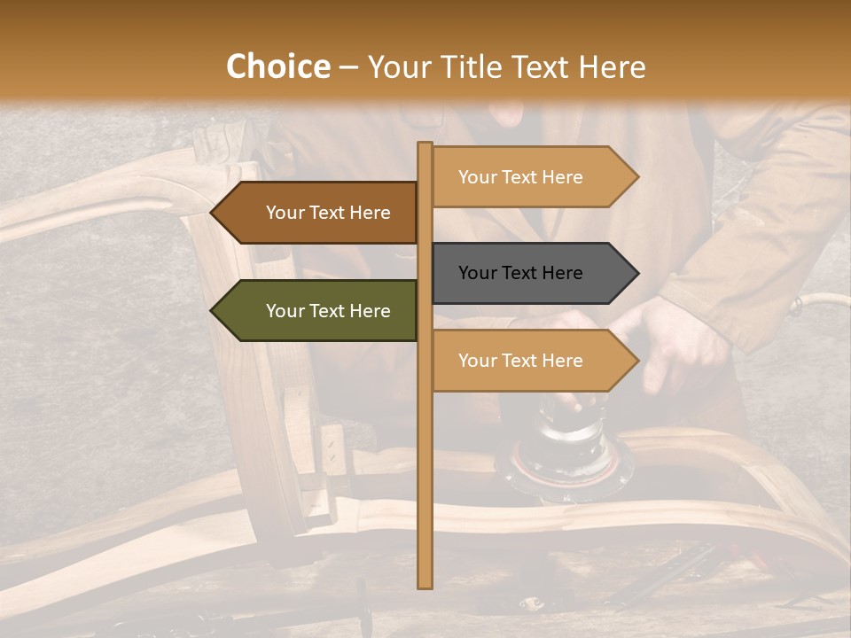 A Man Sanding A Wooden Chair With A Sander PowerPoint Template