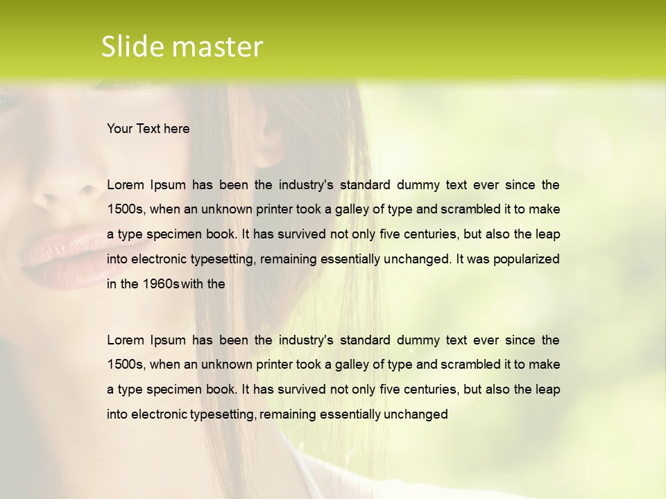 A Woman With Long Red Hair Is Looking At The Camera PowerPoint Template