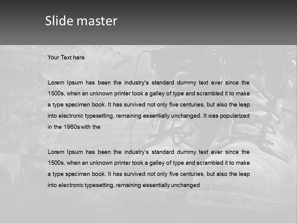 A Black And White Photo Of A Pair Of Boots PowerPoint Template