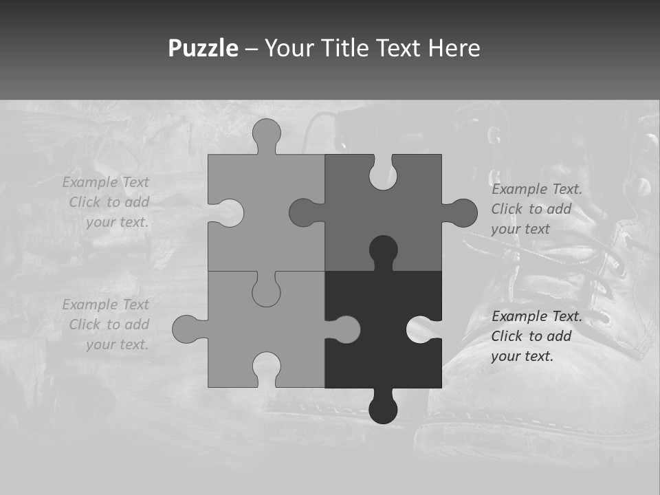 A Black And White Photo Of A Pair Of Boots PowerPoint Template