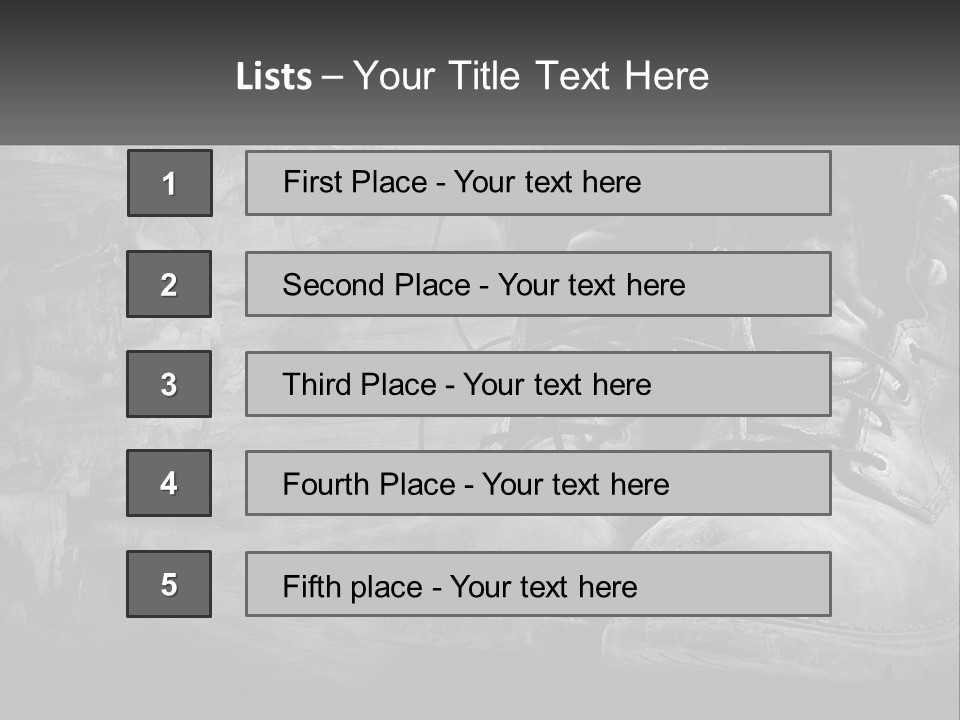 A Black And White Photo Of A Pair Of Boots PowerPoint Template