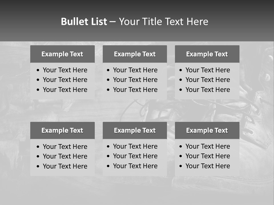 A Black And White Photo Of A Pair Of Boots PowerPoint Template