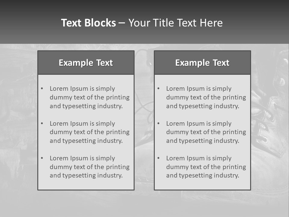 A Black And White Photo Of A Pair Of Boots PowerPoint Template