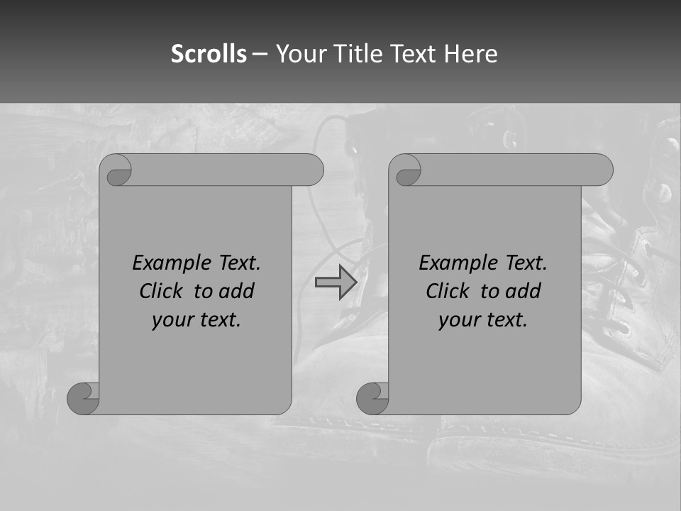 A Black And White Photo Of A Pair Of Boots PowerPoint Template