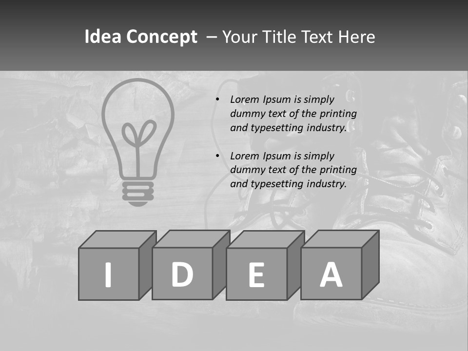 A Black And White Photo Of A Pair Of Boots PowerPoint Template