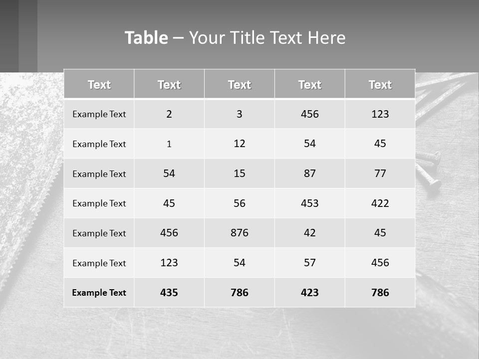 A Hammer And Nails On A Table Powerpoint Template PowerPoint Template