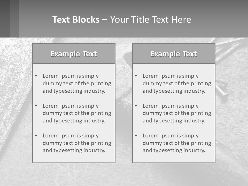 A Hammer And Nails On A Table Powerpoint Template PowerPoint Template