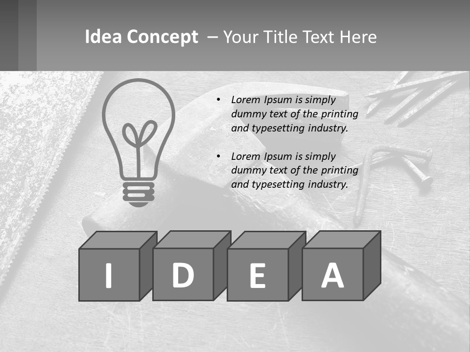 A Hammer And Nails On A Table Powerpoint Template PowerPoint Template