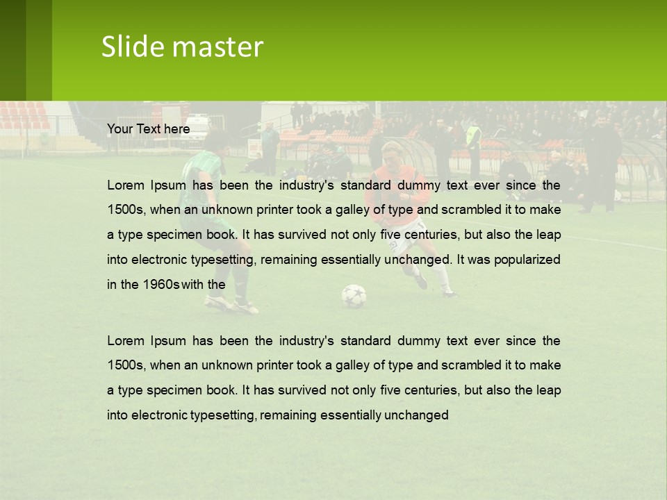 A Group Of Young Men Playing A Game Of Soccer PowerPoint Template