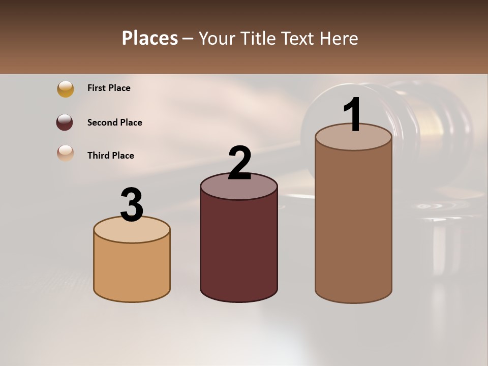 A Wooden Judge's Gavel Sitting On Top Of A Wooden Table PowerPoint Template