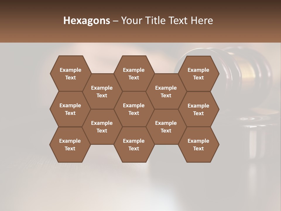 A Wooden Judge's Gavel Sitting On Top Of A Wooden Table PowerPoint Template