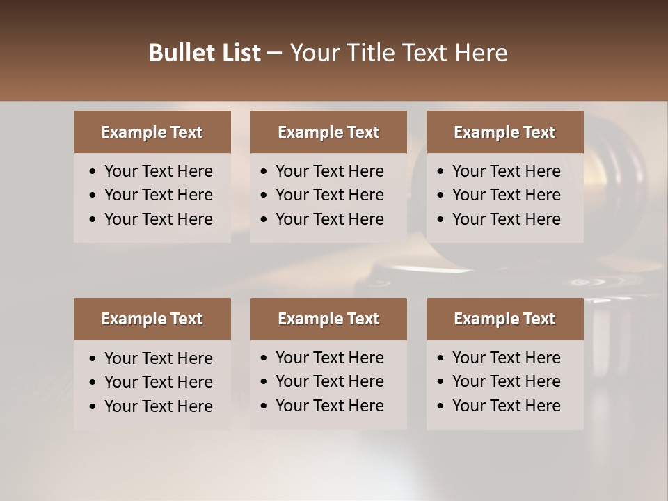 A Wooden Judge's Gavel Sitting On Top Of A Wooden Table PowerPoint Template