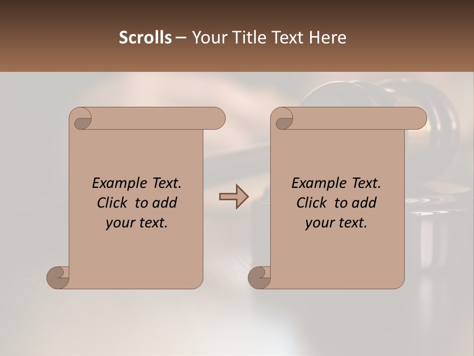 A Wooden Judge's Gavel Sitting On Top Of A Wooden Table PowerPoint Template