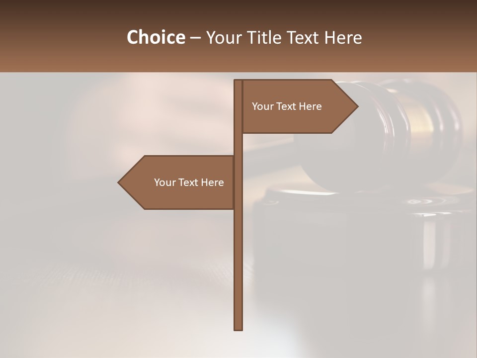 A Wooden Judge's Gavel Sitting On Top Of A Wooden Table PowerPoint Template