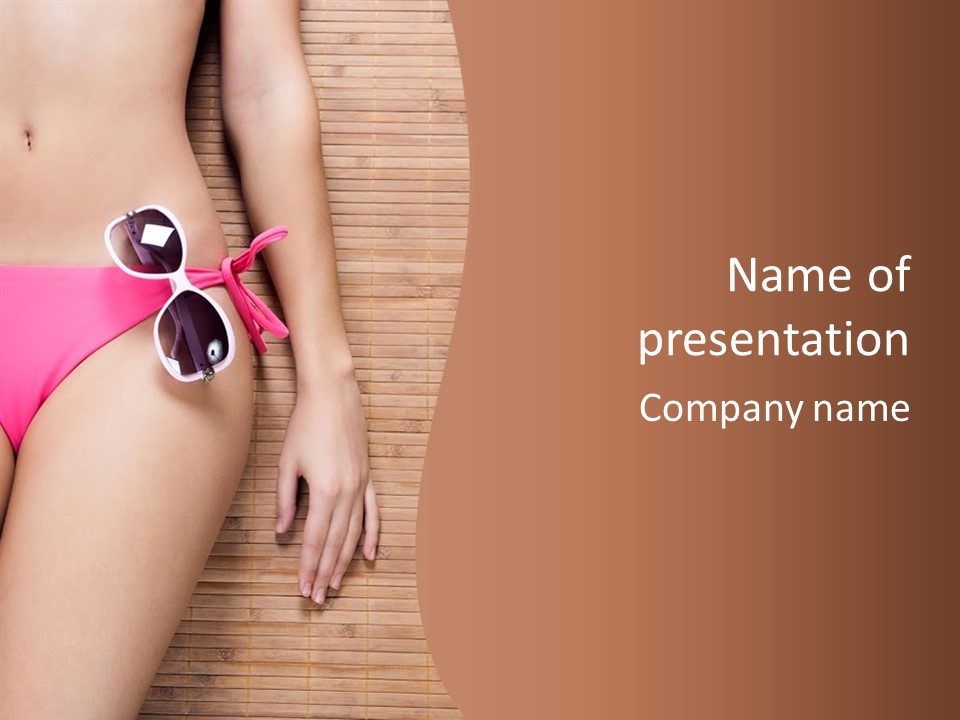 A Woman In A Pink Bikini With Sunglasses PowerPoint Template
