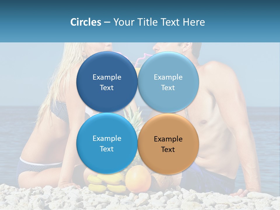 A Man And A Woman Sitting On The Beach With A Pineapple PowerPoint Template