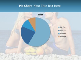 A Man And A Woman Sitting On The Beach With A Pineapple PowerPoint Template