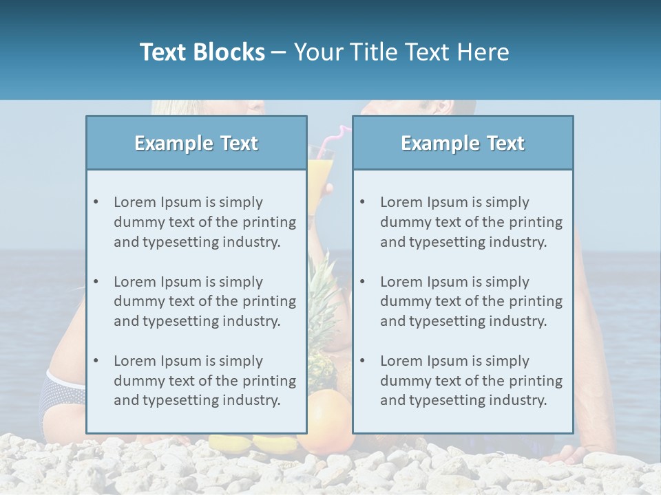 A Man And A Woman Sitting On The Beach With A Pineapple PowerPoint Template