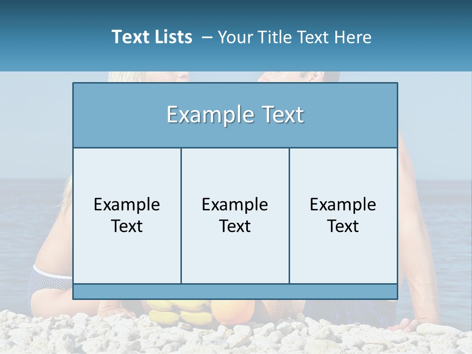 A Man And A Woman Sitting On The Beach With A Pineapple PowerPoint Template