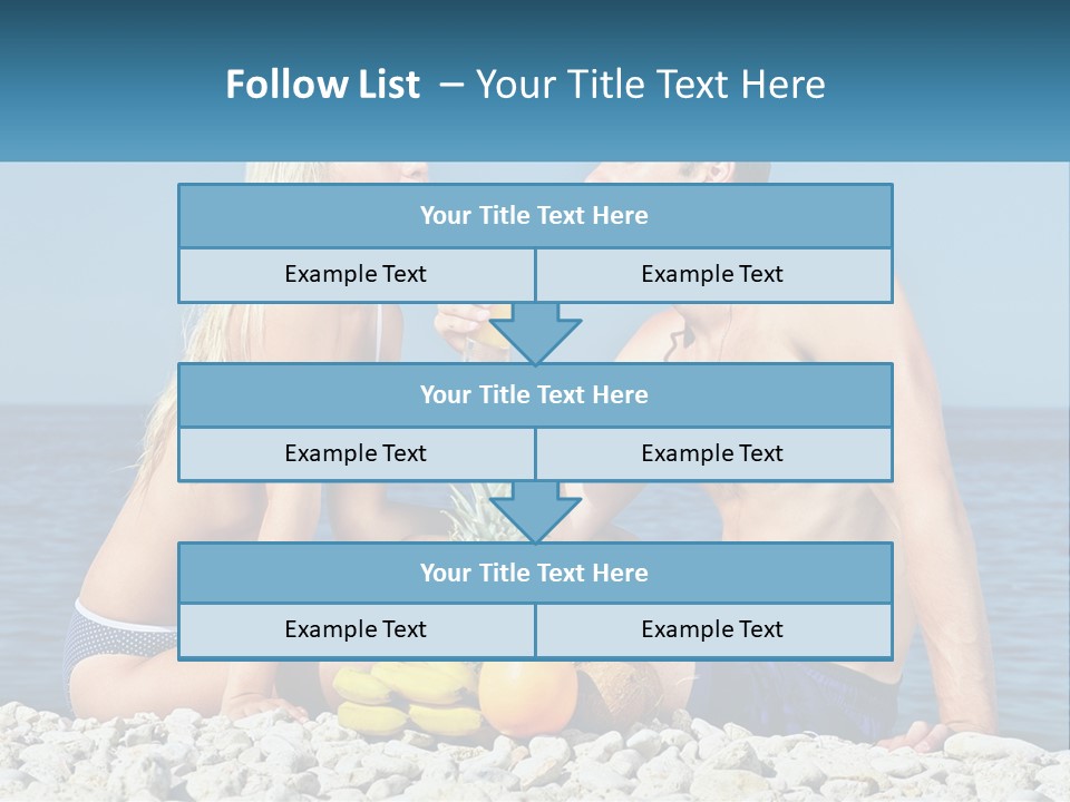 A Man And A Woman Sitting On The Beach With A Pineapple PowerPoint Template