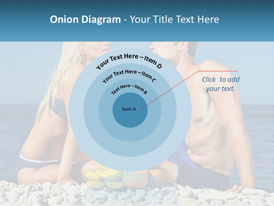 A Man And A Woman Sitting On The Beach With A Pineapple PowerPoint Template