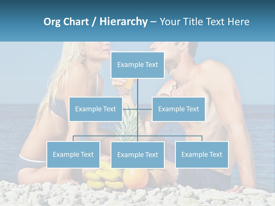 A Man And A Woman Sitting On The Beach With A Pineapple PowerPoint Template