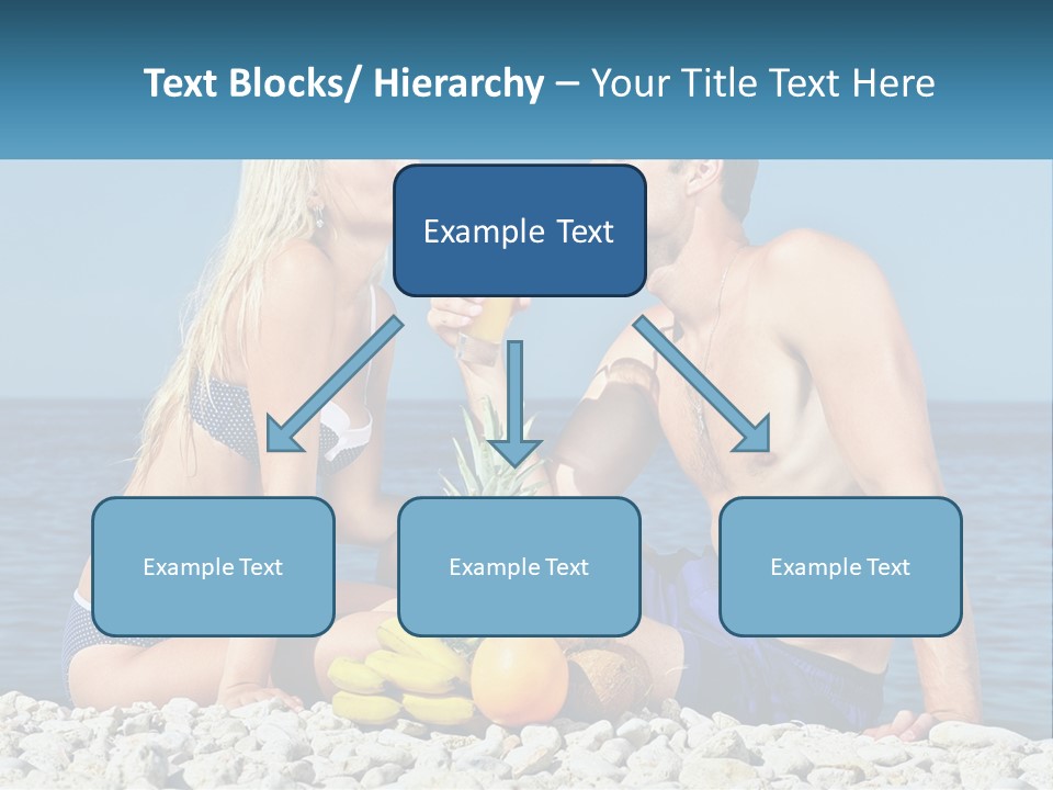 A Man And A Woman Sitting On The Beach With A Pineapple PowerPoint Template