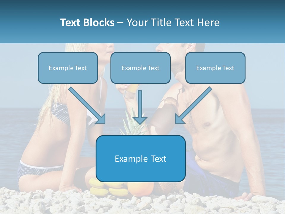 A Man And A Woman Sitting On The Beach With A Pineapple PowerPoint Template