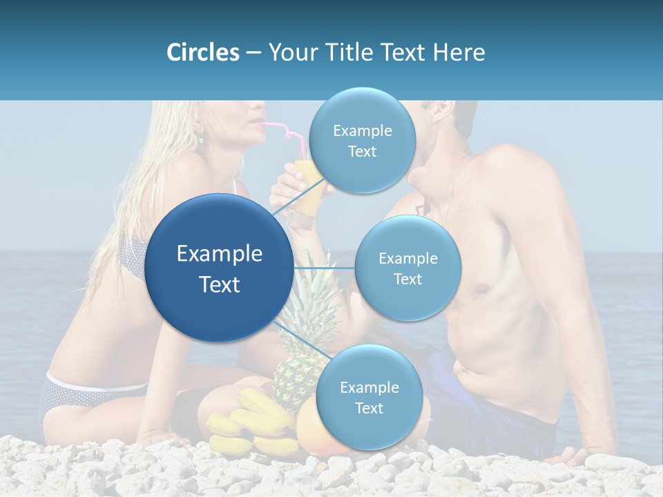 A Man And A Woman Sitting On The Beach With A Pineapple PowerPoint Template