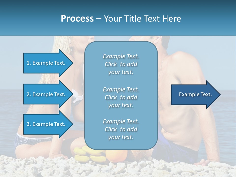 A Man And A Woman Sitting On The Beach With A Pineapple PowerPoint Template