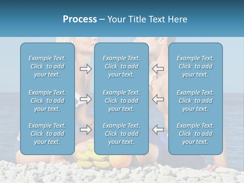 A Man And A Woman Sitting On The Beach With A Pineapple PowerPoint Template