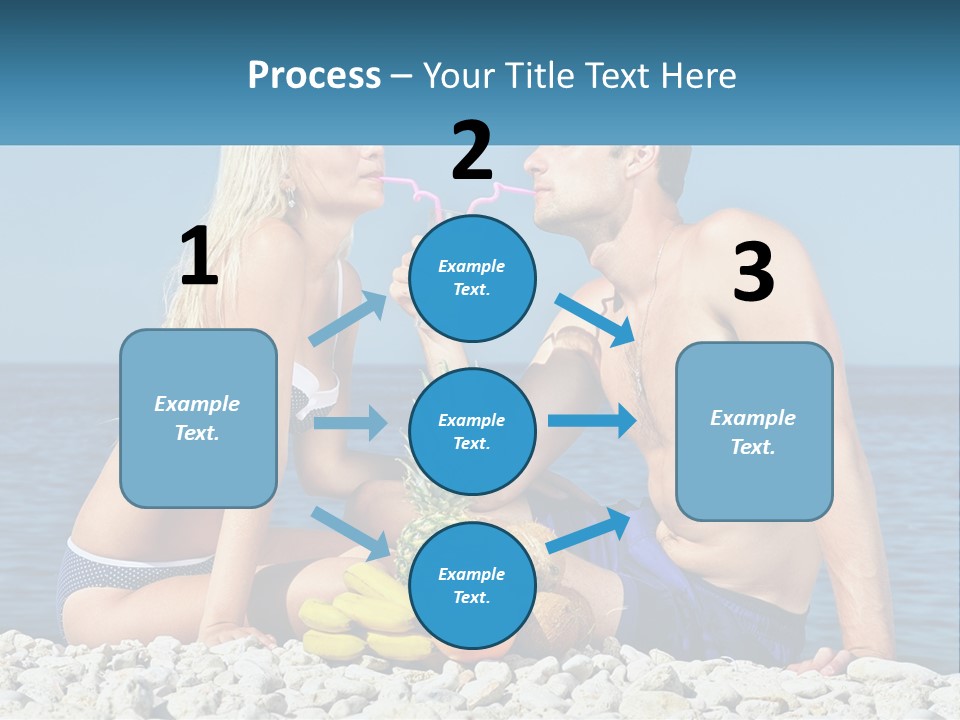 A Man And A Woman Sitting On The Beach With A Pineapple PowerPoint Template