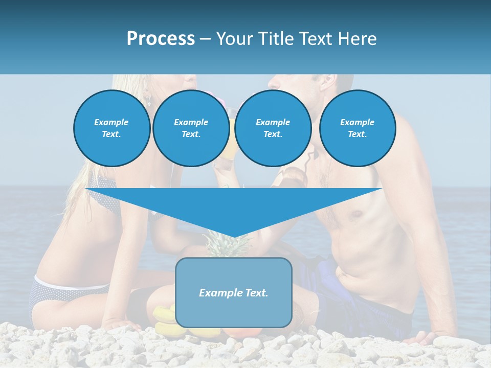 A Man And A Woman Sitting On The Beach With A Pineapple PowerPoint Template