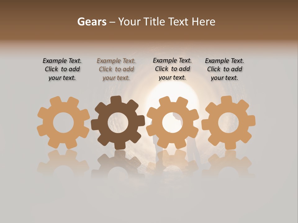 Two People Standing In A Dark Tunnel Powerpoint Template PowerPoint Template