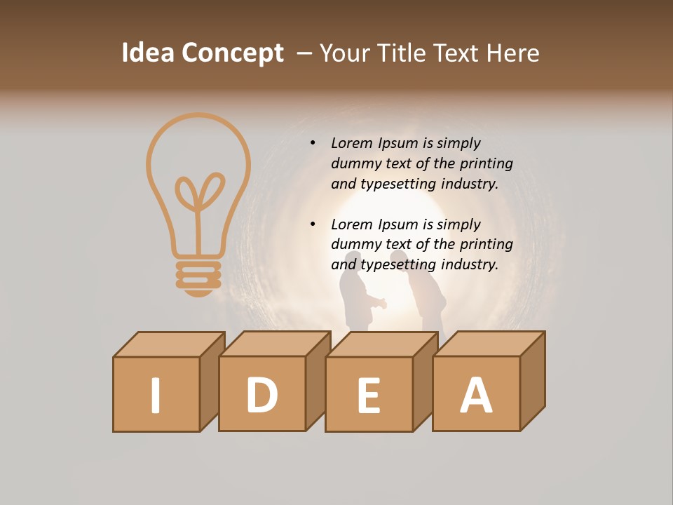 Two People Standing In A Dark Tunnel Powerpoint Template PowerPoint Template