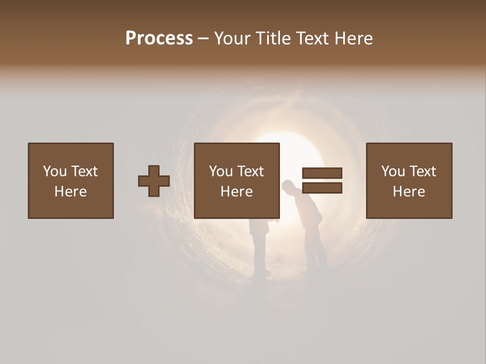 Two People Standing In A Dark Tunnel Powerpoint Template PowerPoint Template