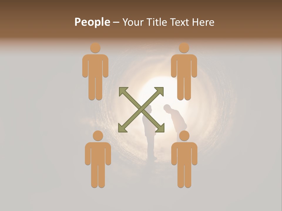 Two People Standing In A Dark Tunnel Powerpoint Template PowerPoint Template