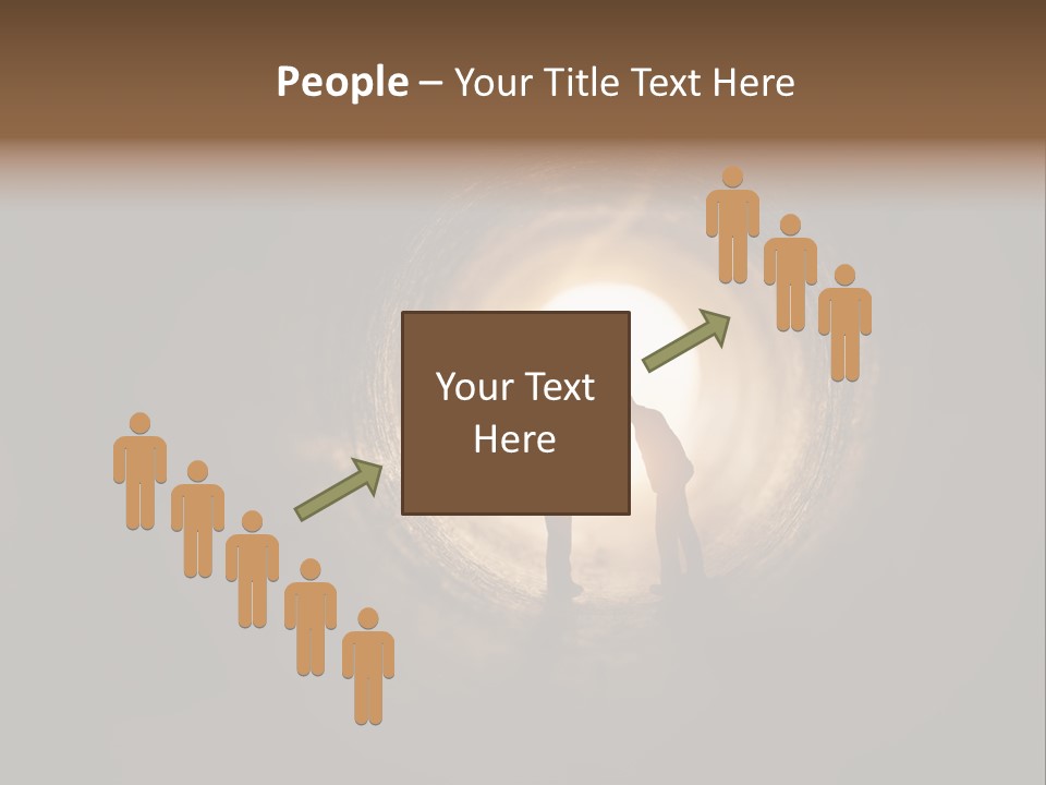Two People Standing In A Dark Tunnel Powerpoint Template PowerPoint Template