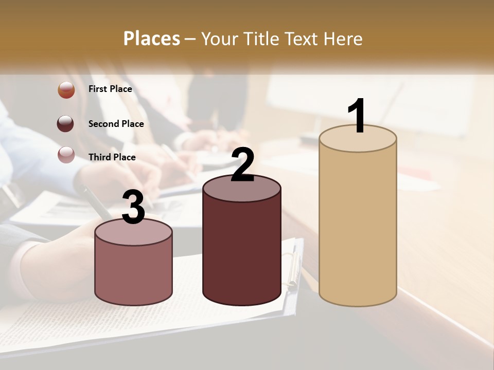 A Group Of People Sitting At A Conference Table PowerPoint Template