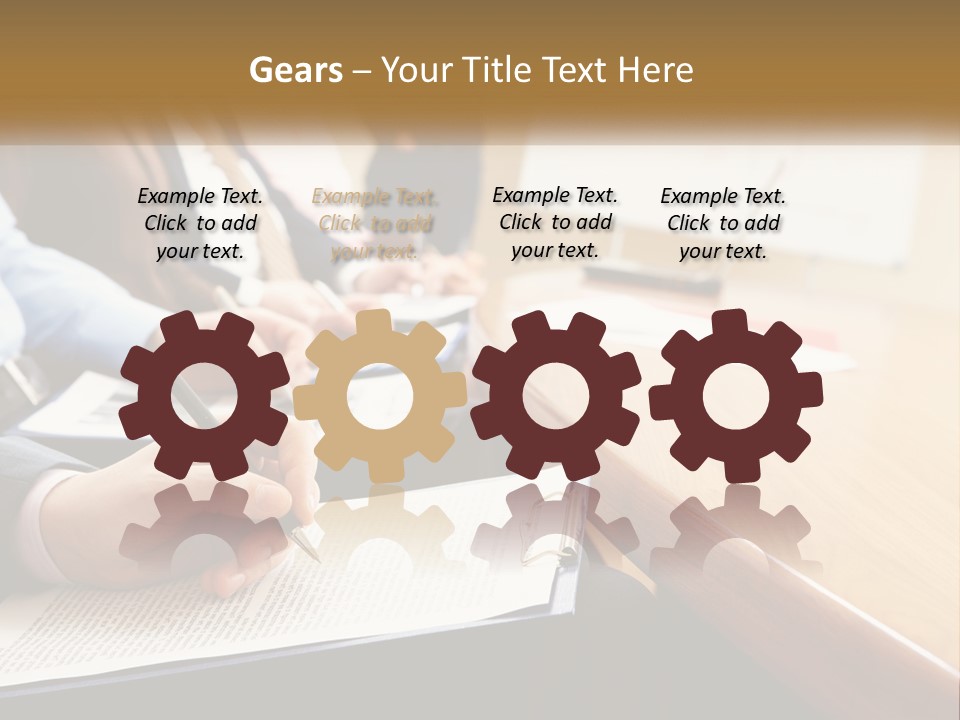 A Group Of People Sitting At A Conference Table PowerPoint Template