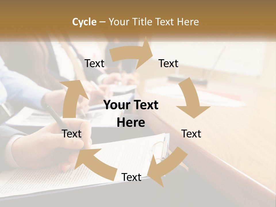 A Group Of People Sitting At A Conference Table PowerPoint Template