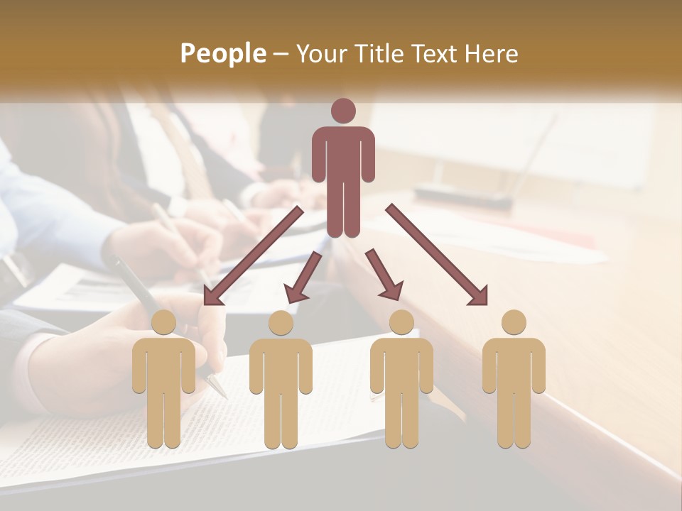A Group Of People Sitting At A Conference Table PowerPoint Template
