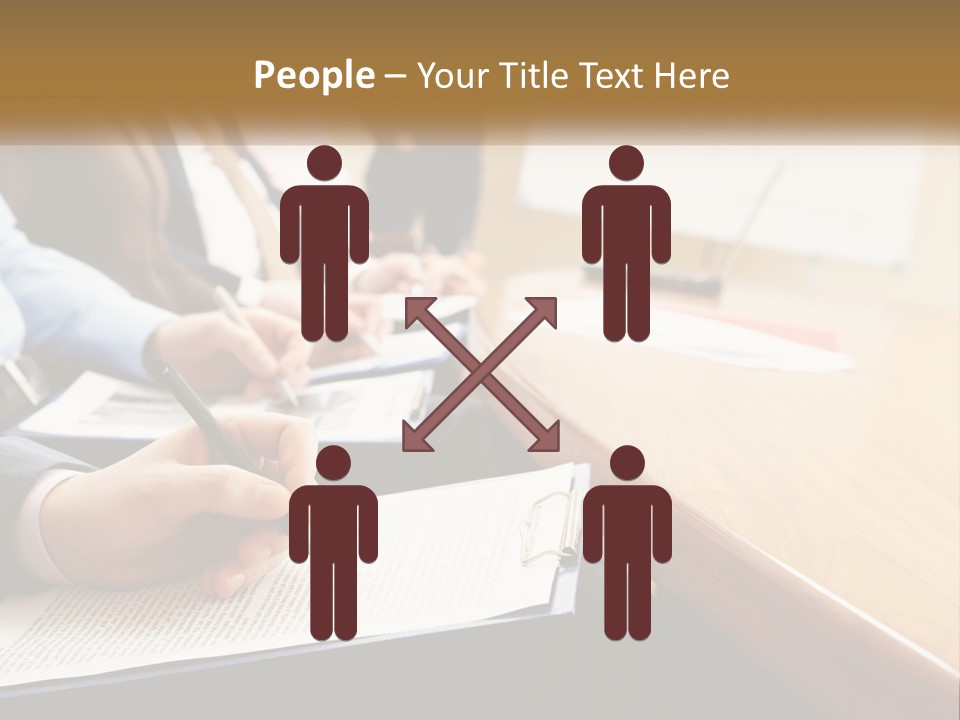 A Group Of People Sitting At A Conference Table PowerPoint Template