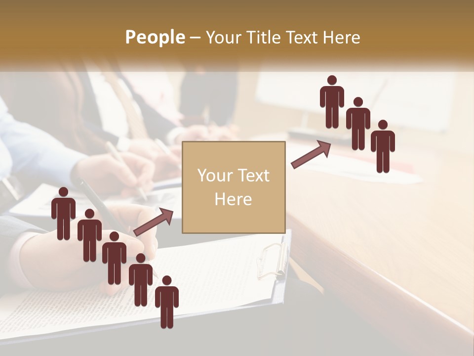 A Group Of People Sitting At A Conference Table PowerPoint Template