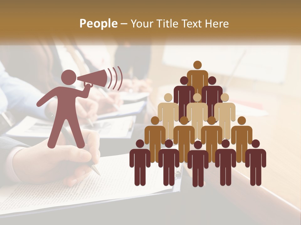 A Group Of People Sitting At A Conference Table PowerPoint Template