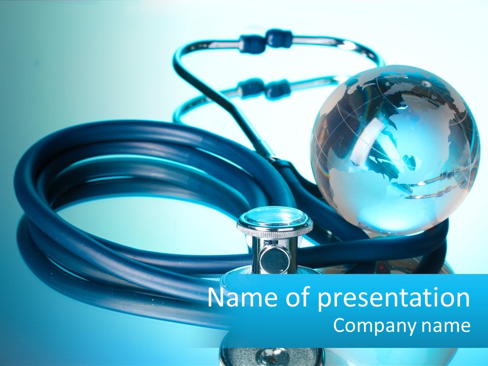 A Medical Powerpoint Presentation With A Stethoscope And A Globe PowerPoint Template