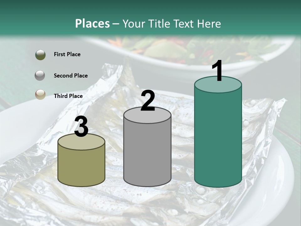 A Plate Of Fish Next To A Bowl Of Salad PowerPoint Template