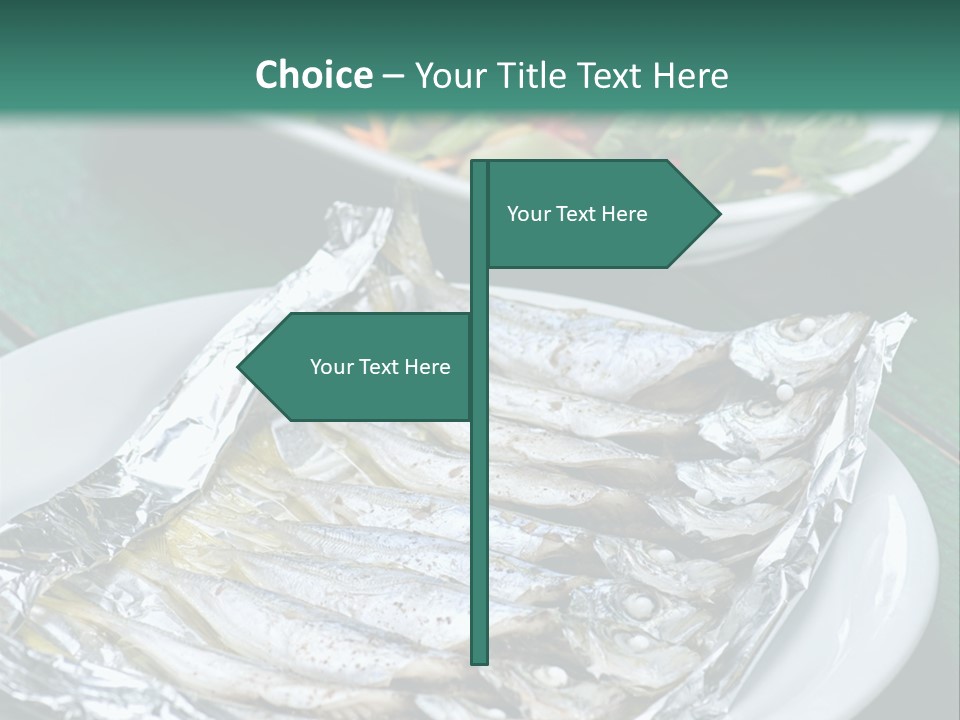 A Plate Of Fish Next To A Bowl Of Salad PowerPoint Template